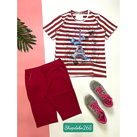 Set đồ nữ mặc nhà,bộ ngố vải thun thái áo phom rộng họa tiết dễ thương size 45-57kg