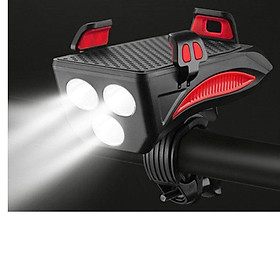 Đèn Pha LED Xe Đạp Siêu Sáng Chống Nước Có Sạc Điện USB Kèm Giá Đỡ Điện Thoại Và Còi Xe Đạp T6, Hỗ Trợ Sạc Lại Điện Thoại Khẩn Cấp Giúp Đạp Xe An Toàn Ban Đêm - Hàng Chính Hãng
