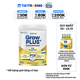 [09-23.10 QT đơn từ 499K] Sữa bột Nutifood GrowPLUS+ Sữa Non Immunel trên 2 tuổi Lon 800g
