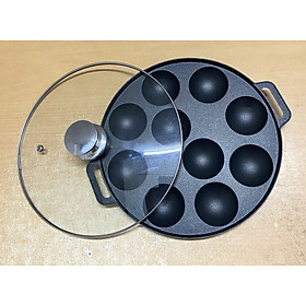 Mua Khuôn Gang Chống Dính Làm Bánh Khọt Cao Cấp   An Toàn   Có Nắp Inox 304 Dày Dặn Không Rỉ Sét ( hoặc nắp kính)   Loại 10 Lỗ Hiệu Vạn Lợi Dragon