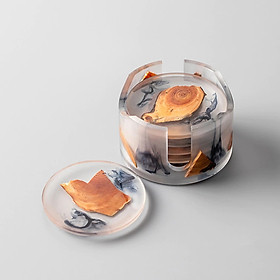 Mua Bộ 6 đế lót ly nhựa thông Creative 6PCS/Set Pine Resin Mug Coasters