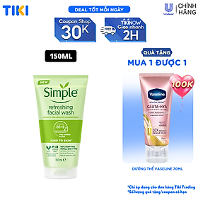 Hình ảnh Sữa rửa mặt Simple giúp da sạch thoáng & không chứa xà phòng 150ml [CHÍNH HÃNG ĐỘC QUYỀN]