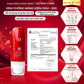 [Mới] Kem Chống Nắng Kiềm Dầu SẮC NGỌC KHANG 50g - bảo vệ toàn diện, kiểm soát bóng dầu hiệu quả