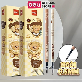 Bút Gel Bút Bi Nước Màu Pastel Phối Nhũ Ngòi 0.5mm Deli - Bút Bi Nước Mực Đều Viết Trơn Tru Văn Phòng Phẩm Cao Cấp