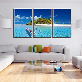 Mua Bộ 3 tranh canvas treo tường Decor Bán đảo giữa biển xanh - DC158