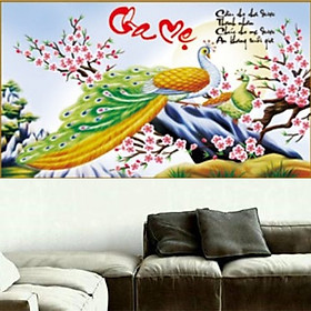 tranh thêu chữ thập Cha mẹ 84x52cm - chưa thêu