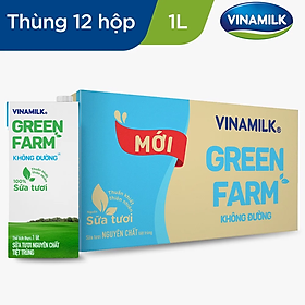 Sữa Tươi Tiệt Trùng Vinamilk Green Farm Không đường - Hộp 1 Lít