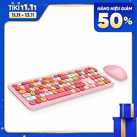 Bộ bàn phím không dây Moffi 666 2.4G 110 phím nhiều màu sắc cho nữ