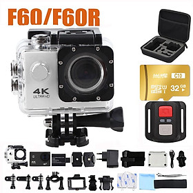 Camera hành động Máy quay WiFi Ultra HD 4K 16MP 170 go 4 K Deportiva 2 inch f60 30M Camera thể thao chống nước pro 1080P 60fps cam Màu sắc: Trắng F60