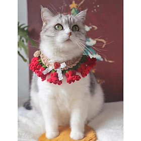 Vòng cổ hoa đỏ siêu dễ thương cho chó mèo thiết kế by Tiệm Nhà Nice