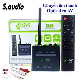 Mua Bộ chuyển quang âm thanh từ Digital sang Analog Kiwi KA08 kèm dây AV jack 3.5 ra 2 đầu hoa sen 1.8m - Hàng Chính Hãng