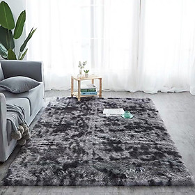 Mua Thảm Trang Trí Lông Xù Loang Trải Sàn Cao Cấp HL-19 Đen Xám