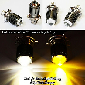 Đèn Led Mini bi cầu chân H4 (Cos Vàng - Pha Trắng)