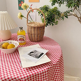 Mua Khăn Trải Bàn Vải Lanh Cotton Sọc Caro Đủ Màu  Thảm Trải Picnic Decor Vintage (Viền Cạnh Không Ren)