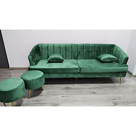 Bộ sofa băng dài Juno Sofa 2m2 và 2 đôn tròn cùng màu