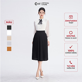 Chân Váy Dập Ly Dáng Suông A Lỡ Chất Chiffon Cao Cấp Thanh Lịch 53CDH2013LB