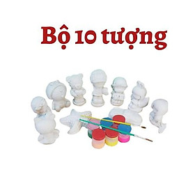 Bộ tô tượng cho bé 10 hình bằng thạch cao - Đồ chơi trẻ em - Sẵn hàng - tặng màu và bút vẽ