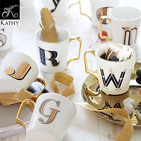 Cốc cao chữ P gốm sứ cao cấp phong cách hiện đại LETTER CUP 5193P
