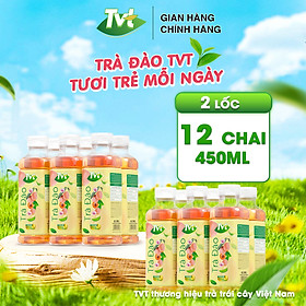 [Combo 12 chai 450ml] Trà Đào TVT tinh chất trà xanh, trà đen, chống oxy hóa, thanh nhiệt giải phóng độc tố cơ thể