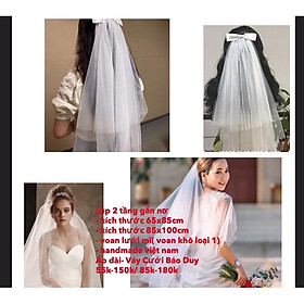 Lúp nơ, voan trắng váy cưới, lưới tóc cô dâu