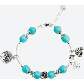 Vòng tay đá Amazonite charm voi bạc Ngọc Quý Gemstones