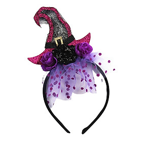 Halloween Witch Hat Headband Headwear, Lace Decoration Elastic Hair Accessory, Hair Hoop for Role Playing Stage Performance Party Women Adults