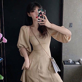 Đầm Umi nữ tay phồng phối voan thời trang
