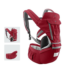 Balo địu em bé đeo hông với thiết kế ghế thoáng khí có thể tháo rời, dây đeo điều chỉnh được kèm ngăn túi bên tiện dụng-Màu đỏ