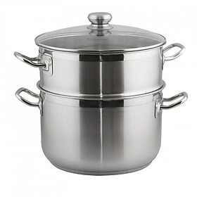 Bộ Nồi Hấp ABG 24cm, Nồi Xửng Hấp 2 Tầng Inox Đa Năng Dùng Để Nấu Xôi, Thức Ăn , Thiết Kế Cho Mọi Loại Bếp, Ứng Dụng Trong Mọi Gia Đình -Hàng Chính Hãng