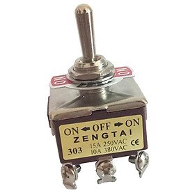 Toggle Switch, 3PDT On/Off/On 3 Position 9 Pins Latching, AC 250V, 15A/380V,10A