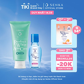 Combo Sữa rửa mặt dành cho da mụn Senka Perfect Whip Acne Care 100g + Nước tẩy trang Senka All Clear White 70ml