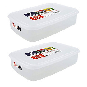 Mua Combo 02 Hộp bảo quản thực phẩm 2600ml hình chữ nhật dẹt - Nội địa Nhật