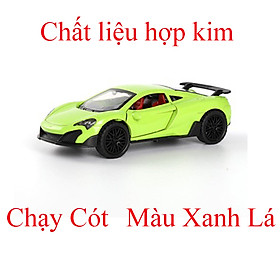 Đồ chơi mô hình siêu xe ô tô bằng hợp kim chạy cót mở được cửa và cốp xe - Màu xanh lá