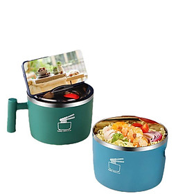 Mua Ca MÌ Mini Cầm Tay 1 2L   Bát Nấu Mì Lõi Inox 304 Giữ Nhiệt Có Nắp Đậy Đa Năng Thiết Kế An Toàn - HÀNG LOẠI 1 - CHÍNH HÃNG MINIIN