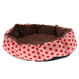 Pet Dog Puppy Cat Bed Dots Fleece Warm House Cushion Nest Mat Pad Kennel
