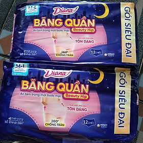 (12 Miếng/Gói) - 1 Gói Băng Vệ Sinh Dạng Quần Diana Sensi Chống Tràn 360 size M-L - Date Mới