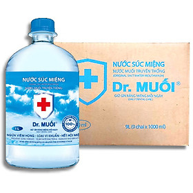 Thùng Nước Súc Miệng Dr. Muối Đủ Mùi 1000ml (9 chai) - Hàng Chính Hãng
