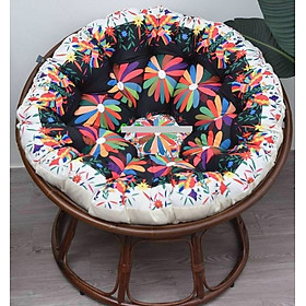 Mua Ghế mặt trăng Papasan mây thật cao cấp Juno Sofa size 1m  Nệm hoa văn Indochine