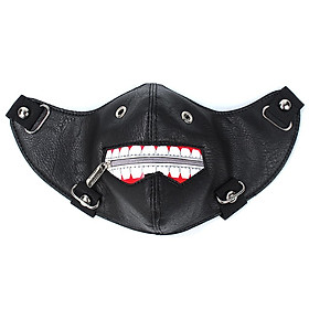 Spooky Zipper Teeth Black PU Leather Half Face Mask Motorcycle Rider Gothic Steampunk Mask Windproof Dustproof Mask