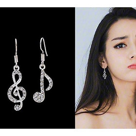Bông tai khuyên tai thời trang Hàn Quốc hình nốt nhạc đính kim cương giả