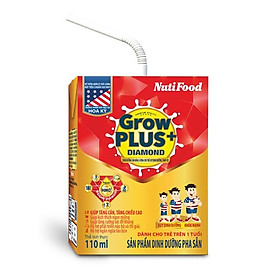 Thùng Sữa Bột Pha Sẵn NUTI GROWPLUS+ DIAMOND 110ml - Dành cho trẻ từ 1 tuổi trở lên (48 Hộp x 110ml)