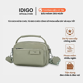 Túi xách nữ đi chơi, túi đeo chéo phom mềm nhiều ngăn dây đeo vải họa tiết IDIGO FB2 - 4323