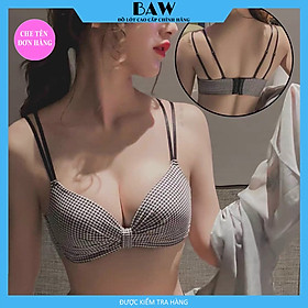 Áo lót không gọng nâng ngực cao cấp, Áo lót nhún nơ thông hơi không gọng sexy thương hiệu BAW TN741 - ĐEN - 36