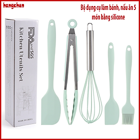 Bộ dụng cụ làm bánh 5 món silicon y tế đạt tiêu chuẩn an toàn, chịu nhiệt độ cao, không độc hại, dụng cụ nhà bếp