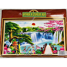 Mua Tranh thêu chữ thập Non nước hữu tình E1  kích thước 100 x 60 cm