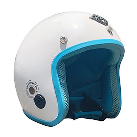 Mũ Bảo Hiểm 3/4 Đầu Napoli Trắng Lót Xanh Dương Nhạt - FreeSize (Vòng Đầu 55-58Cm)