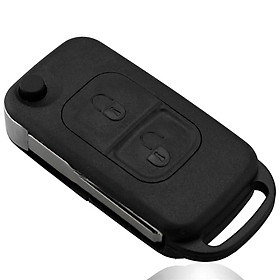 2 Button Flip Folding Key Shell Case Entry Remote Key Cover Replacement for Mercedes Benz A C E S W168 W202 W203