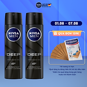 Bộ đôi Xịt ngăn mùi NIVEA MEN Deep than đen hoạt tính (150ml x2) - 80027