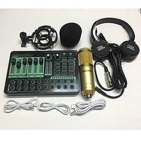 Combo Bộ Livestream Thu Âm Mic BM900 và Sound Card H9 PRO Bluetooth Autotune Tặng Tai Nghe Chụp