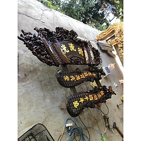 Câu đối đôi bầu gỗ mít phun màu đen đậm